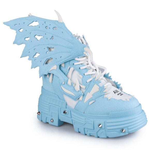 ANTHONY WANG BLUE APPLE Dragon Wing Blue Platform Sneakers - Picture 5 of 7